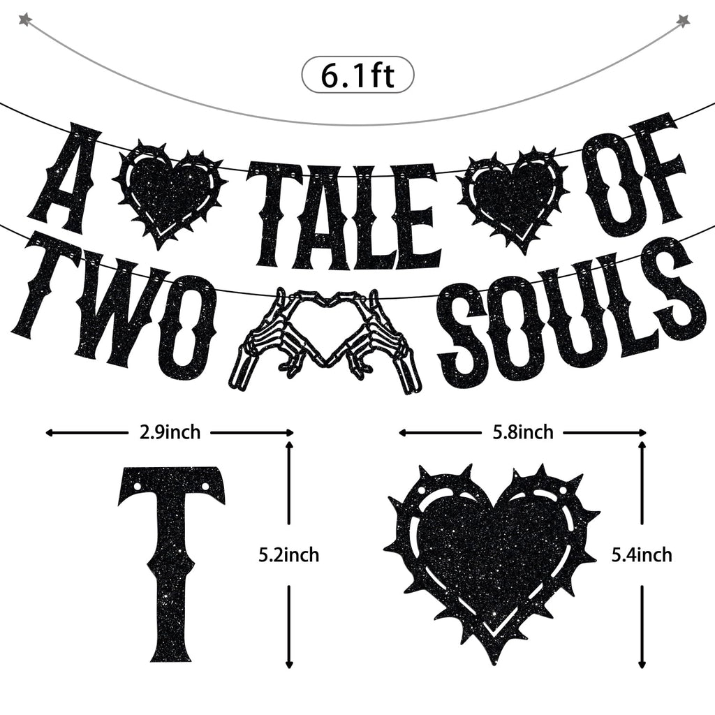 LOVELY BITON A Tale of Two Souls Halloween Wedding Banner Black Paper