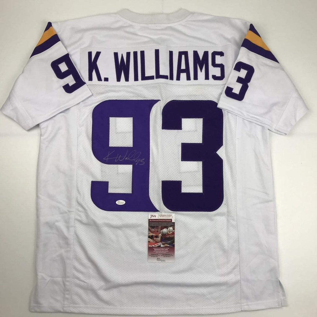 Autographed/Signed Kevin Williams Minnesota White Football Jersey JSA COA