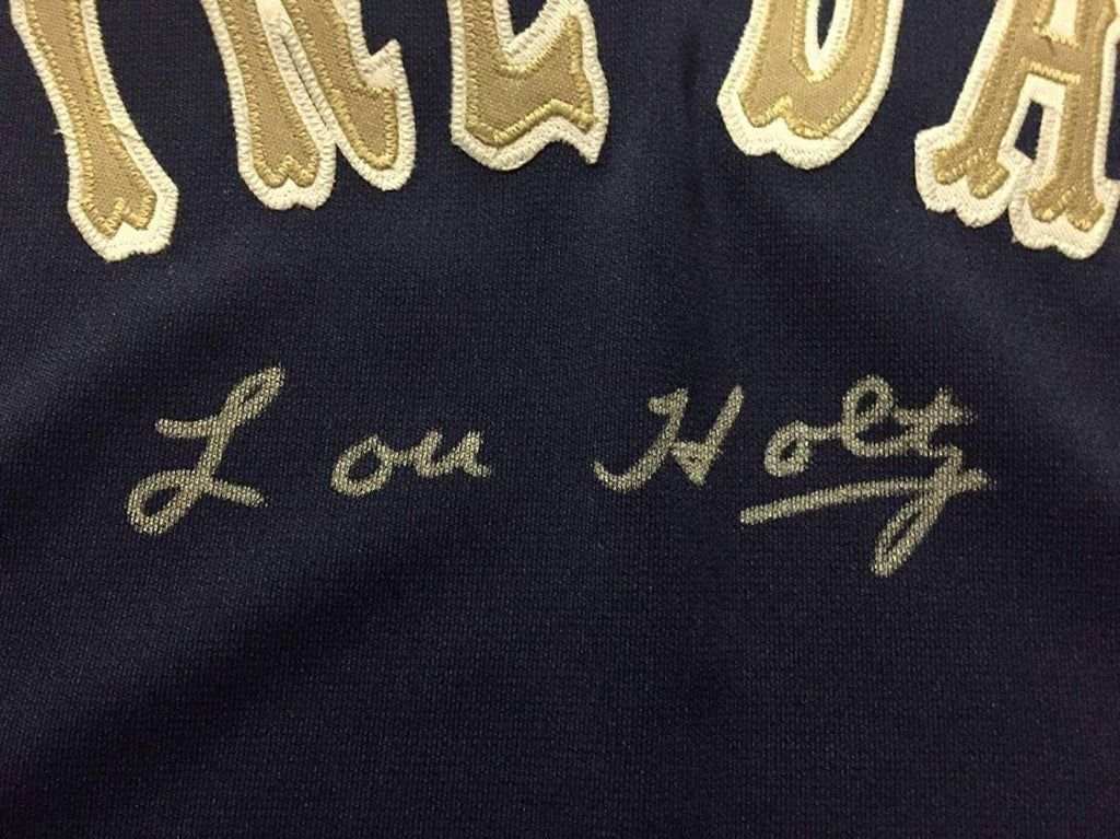 Framed Autographed/Signed Lou Holtz 35x39 Notre Dame Fighting Irish Football Jersey Jacket Steiner Sports COA