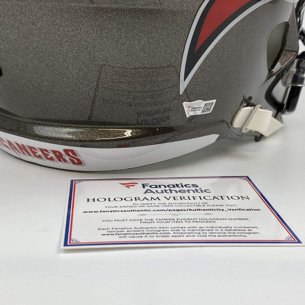 Autographed/Signed Tom Brady Tampa Bay Buccaneers Full Size FS F/S Replica Football Helmet Fanatics COA