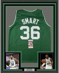 Framed Autographed/Signed Marcus Smart 35x39 Boston Green Basketball Jersey JSA COA