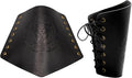Adult Faux Leather Cuff Bracelet Embossed Black Viking Arm Guards Costume Accessories