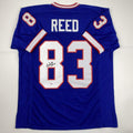 Autographed/Signed Andre Reed HOF 14 Buffalo Blue Football Jersey PSA/DNA COA