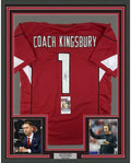 Framed Autographed/Signed Kliff Kingsbury 35x39 Head Coach Arizona Red Football Jersey JSA COA