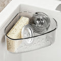 Plman Sink Strainer Basket, Triangle Suction Cup Sink Corner Rack, New Upgraded Corner Sink Strainer with Drainage Hole, Punch-free Corner Sink Trash Catcher for Kitchen and Bathroom (Transparent)