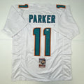 Autographed/Signed Devante Parker Miami White Football Jersey JSA COA