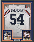Framed Autographed/Signed Brian Urlacher 35x39 Chicago Retro White Football Jersey Beckett BAS COA