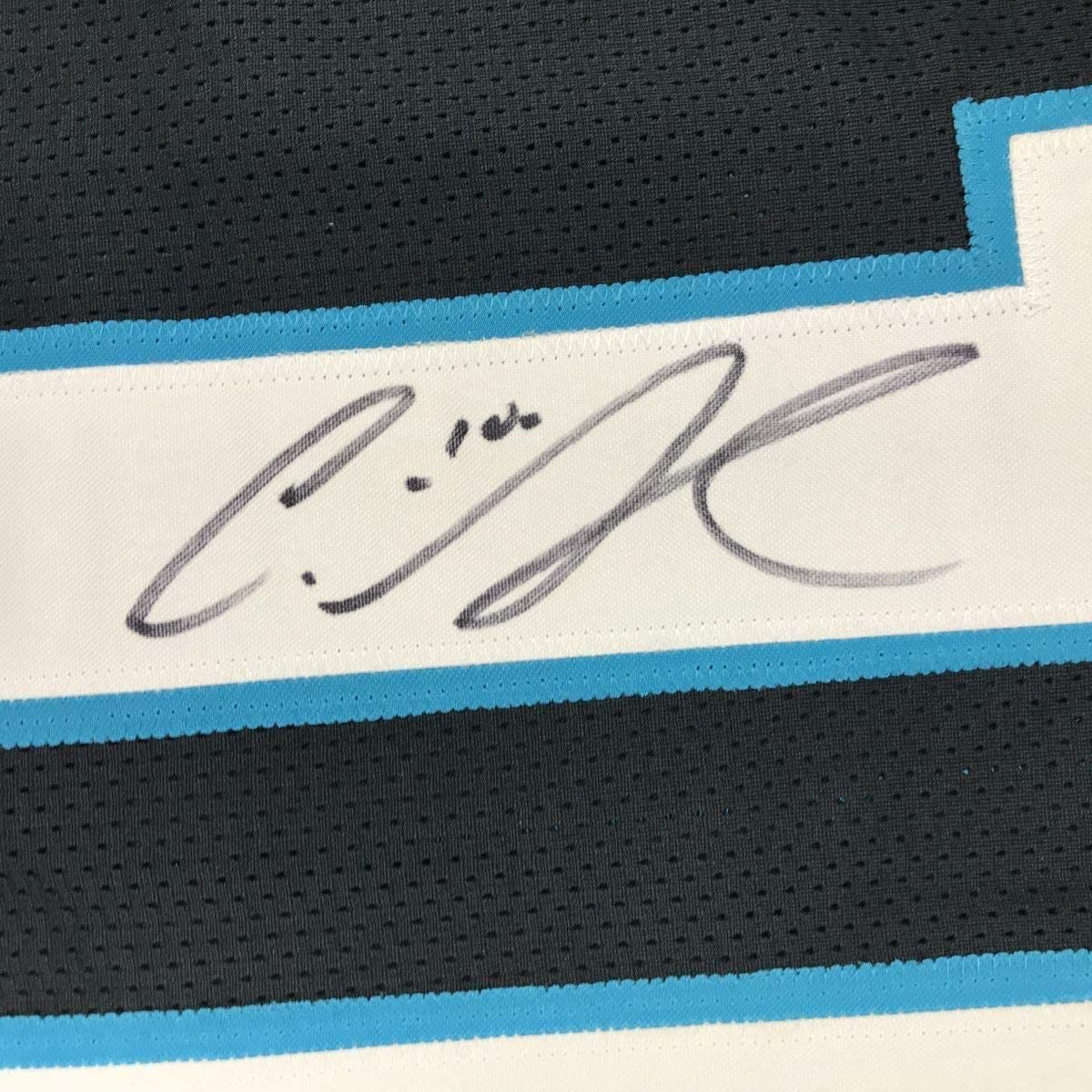 Framed Autographed/Signed Curtis Samuel 35x39 Carolina Black Football Jersey JSA COA