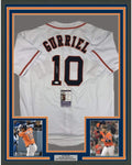 Framed Autographed/Signed Yulieski Yuli Gurriel 35x39 Houston White Baseball Jersey JSA COA