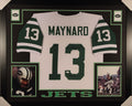 Autographed/Signed Don Maynard HOF 87  Framed 35x43 New York Jets White Football Jersey JSA COA