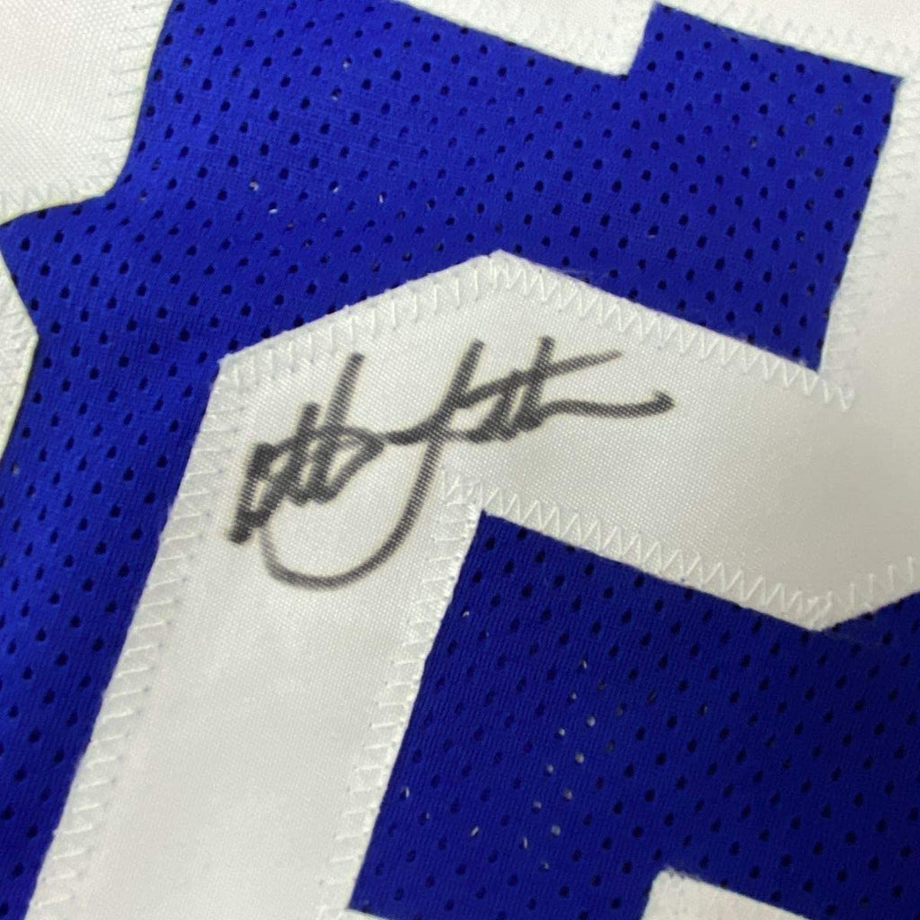 Framed Autographed/Signed Christian Laettner 35x39 Duke Blue College Basketball Jersey PSA/DNA COA