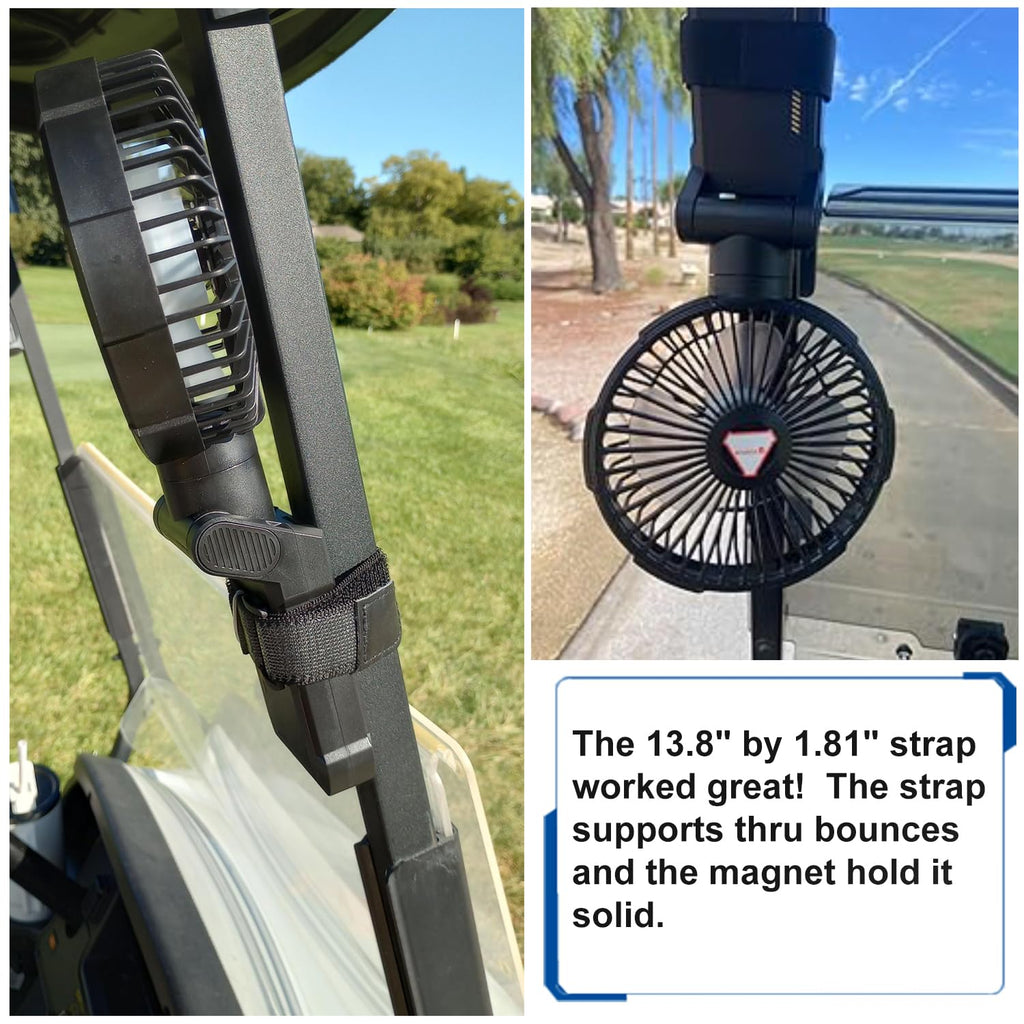 YUGYUM Golf Cart Fan Strap Reusable Adjustable Nylon Cinch Tie Black