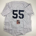 Autographed/Signed Domingo German New York Pinstripe Baseball Jersey JSA COA