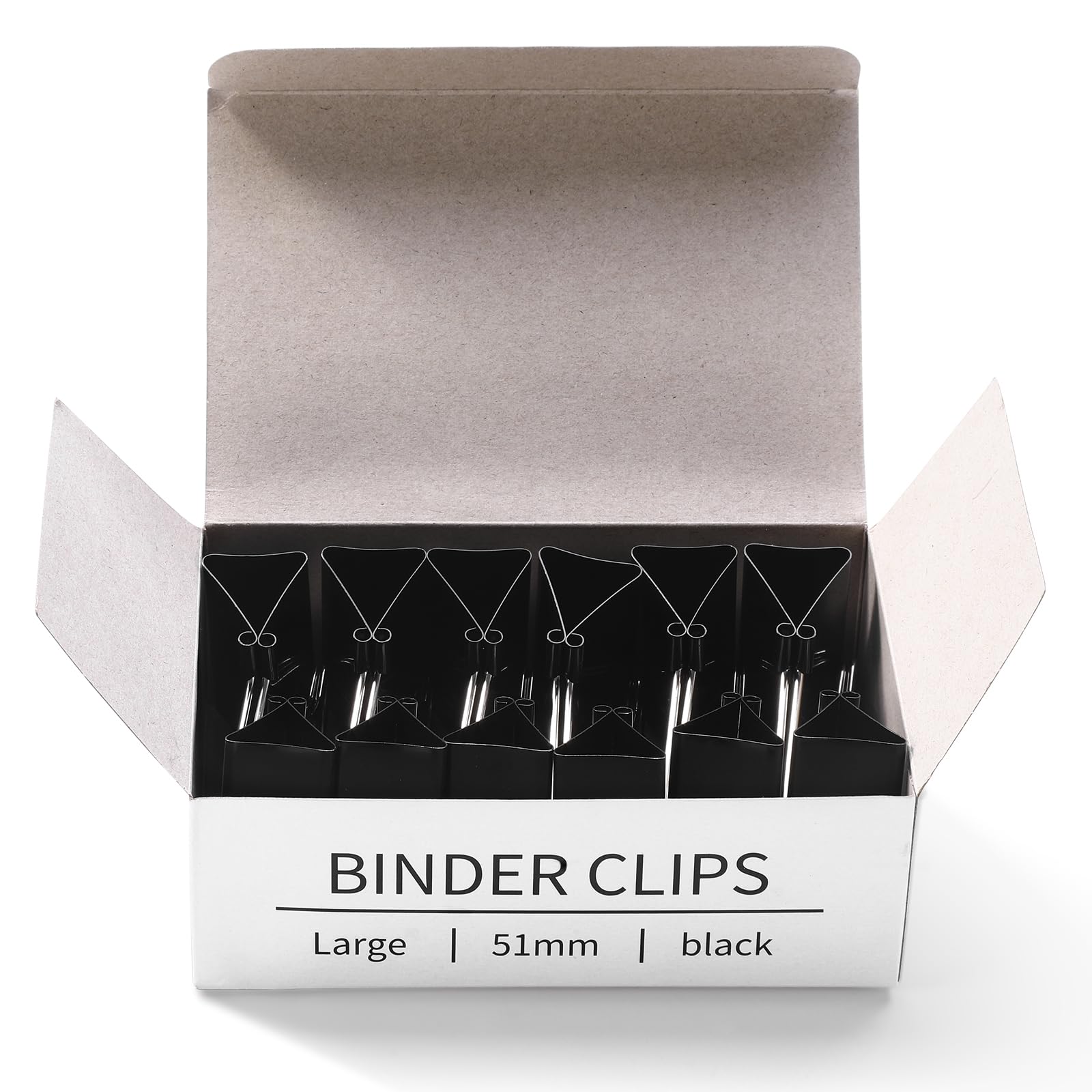Eclirgan Large 1.9-Inch Heavy-Duty Black Binder Clips 48-Pack