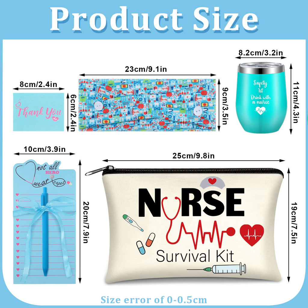 Hotop Nurse Appreciation Gift Set 19 Pcs Makeup Bag Badge Reel Wine Tumbler