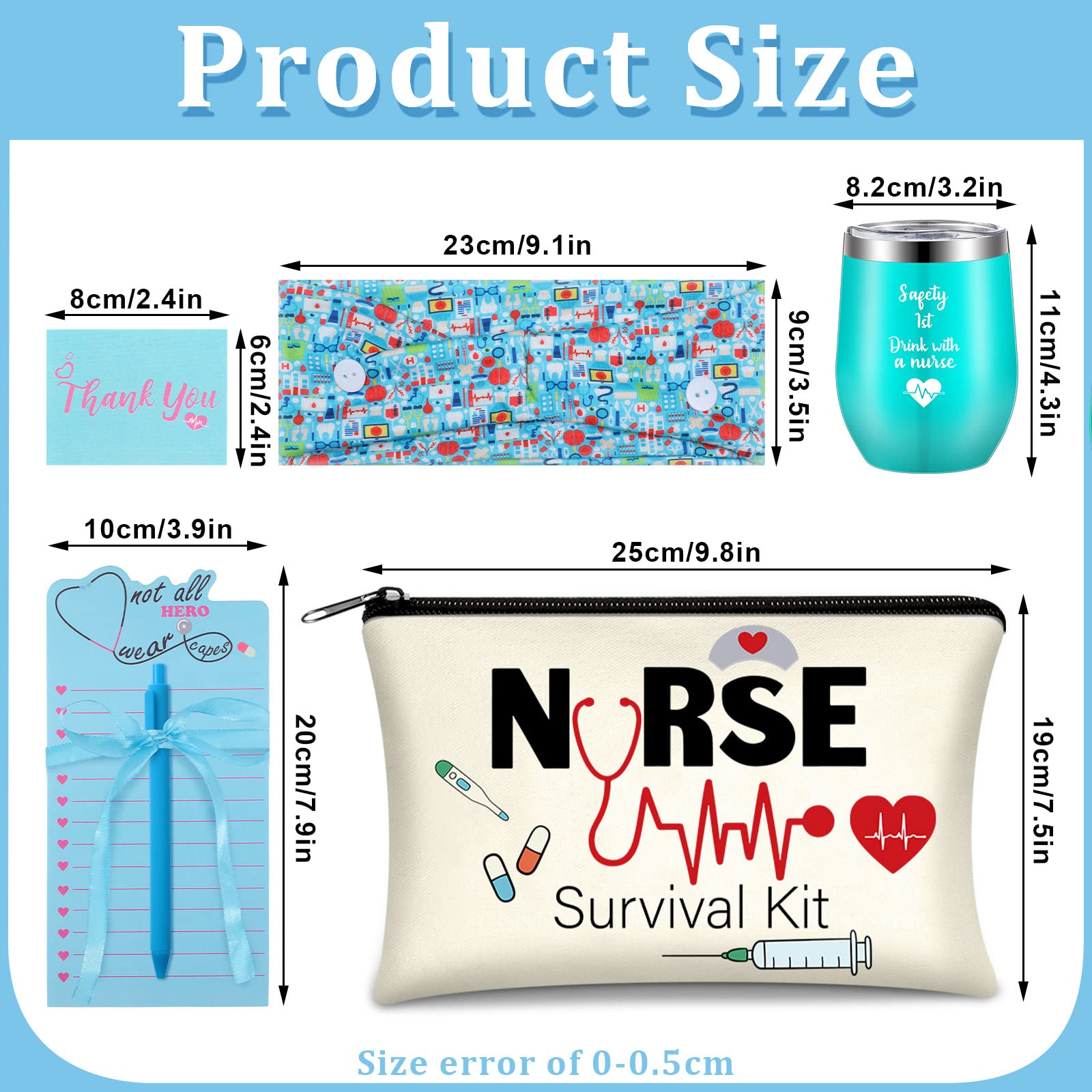 Hotop Nurse Appreciation Gift Set 19 Pcs Makeup Bag Badge Reel Wine Tumbler