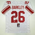 Autographed/Signed Saquon Barkley New York White Football Jersey JSA COA