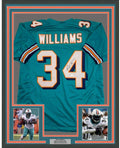 Framed Autographed/Signed Ricky Williams 35x39 Miami Teal Football Jersey Tristar COA Holo