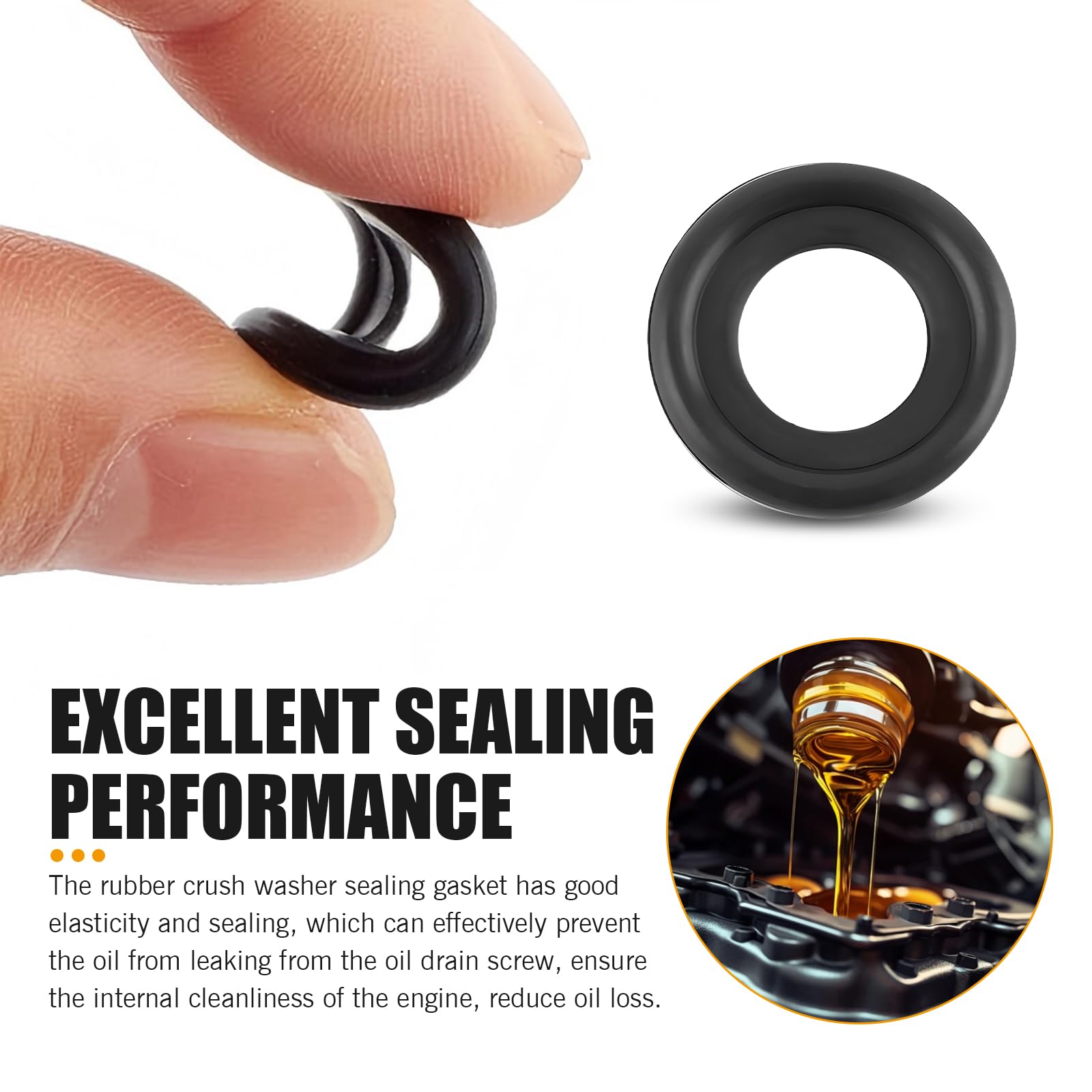 leechio 25 PCS Automotive Oil Drain Plug Gasket M14 Rubber Seal Black