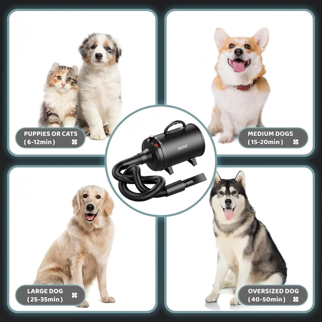 High-Velocity Dog Grooming Dryer – Heater & 4 Nozzles