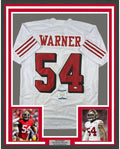 Framed Autographed/Signed Fred Warner 35x39 San Francisco White Alternate Football Jersey Beckett BAS COA