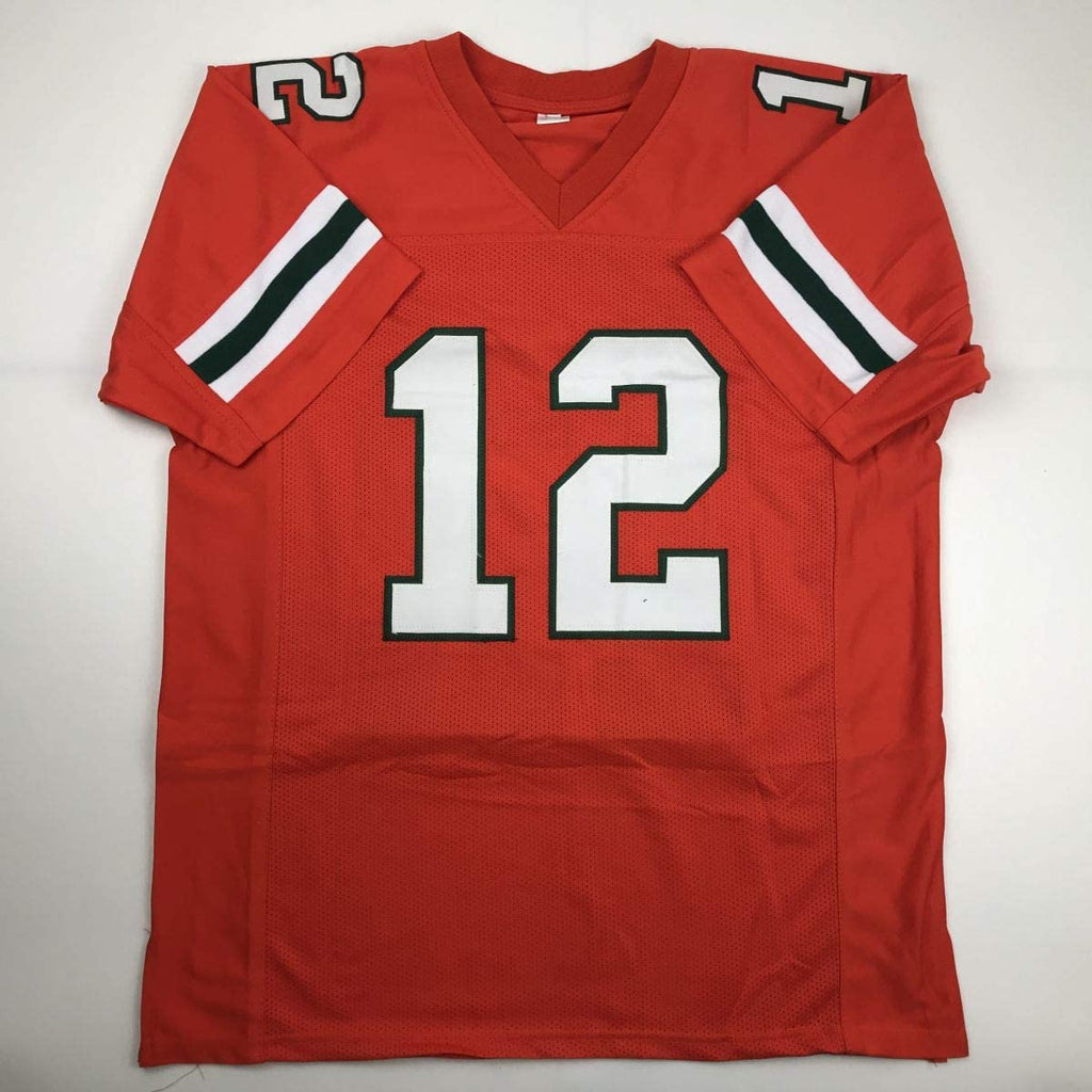 Autographed/Signed Jim Kelly Miami Orange College Football Jersey JSA COA