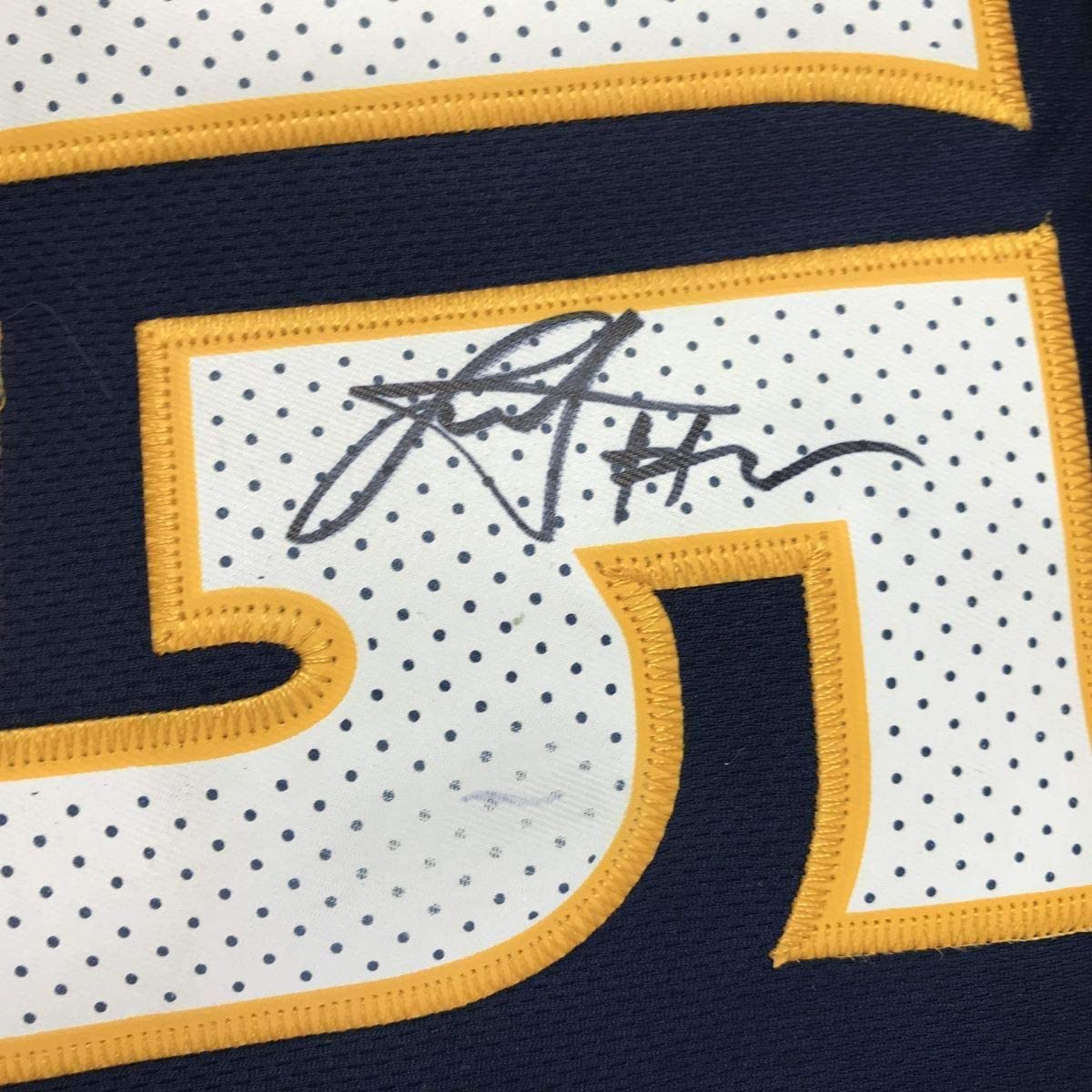 Framed Autographed/Signed Nikola Jokic 35x39 Denver Blue Basketball Jersey PSA/DNA COA