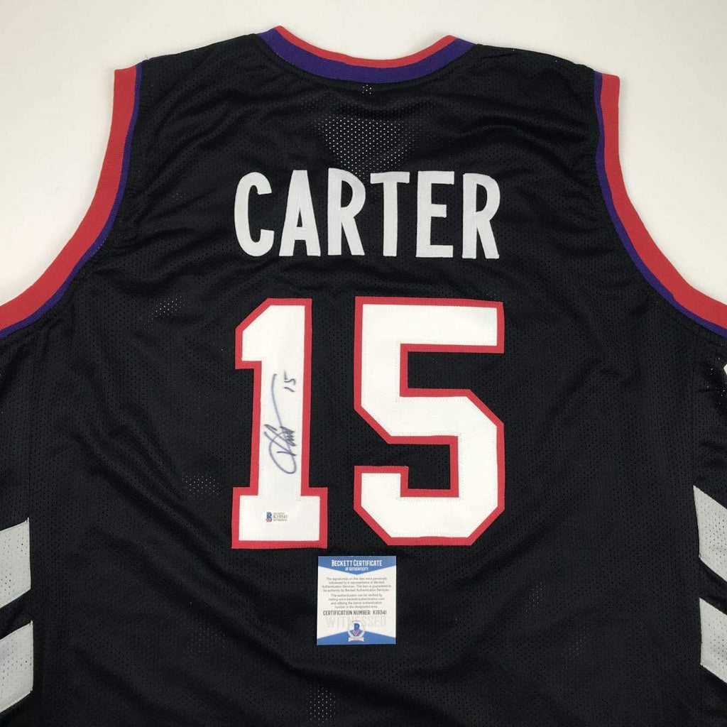 Autographed/Signed Vince Carter Toronto Black Basketball Jersey Beckett BAS COA