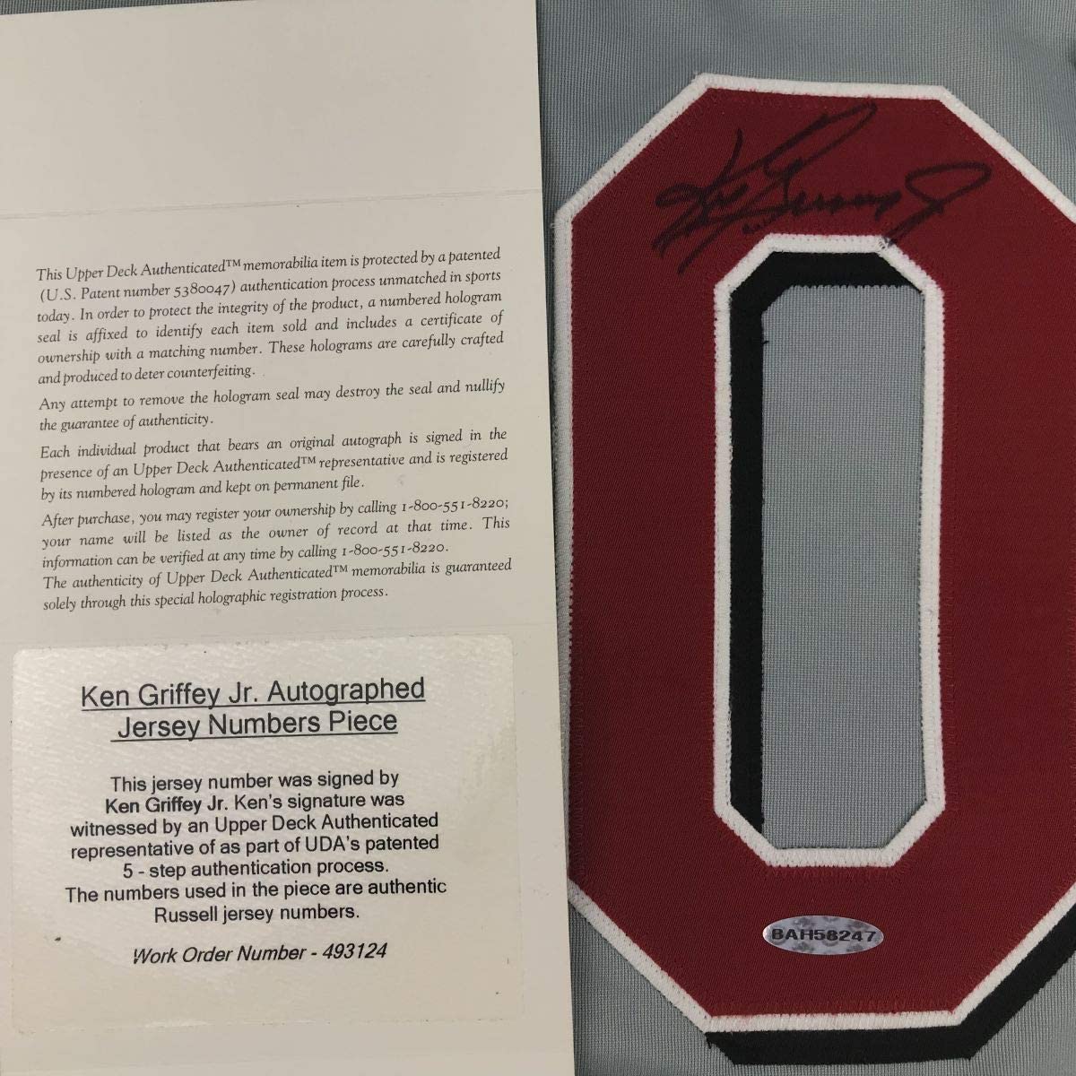 Framed Autographed/Signed Ken Griffey Jr. 35x39 Cincinnati Grey Baseball Jersey Upper Deck UDA COA