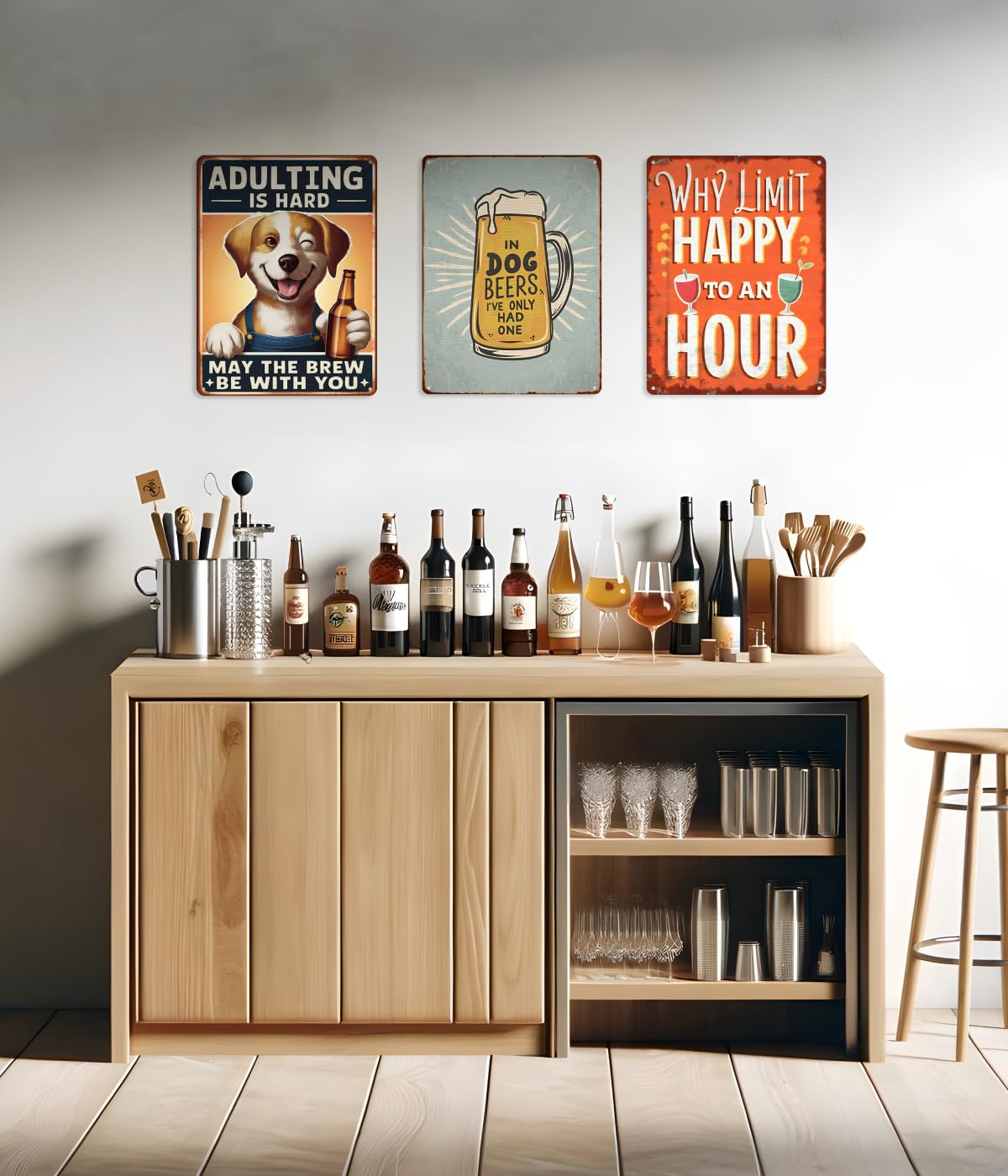 Opix Design Funny Metal Bar Sign Dog Beer Humorous Wall Decor 8.3x11in