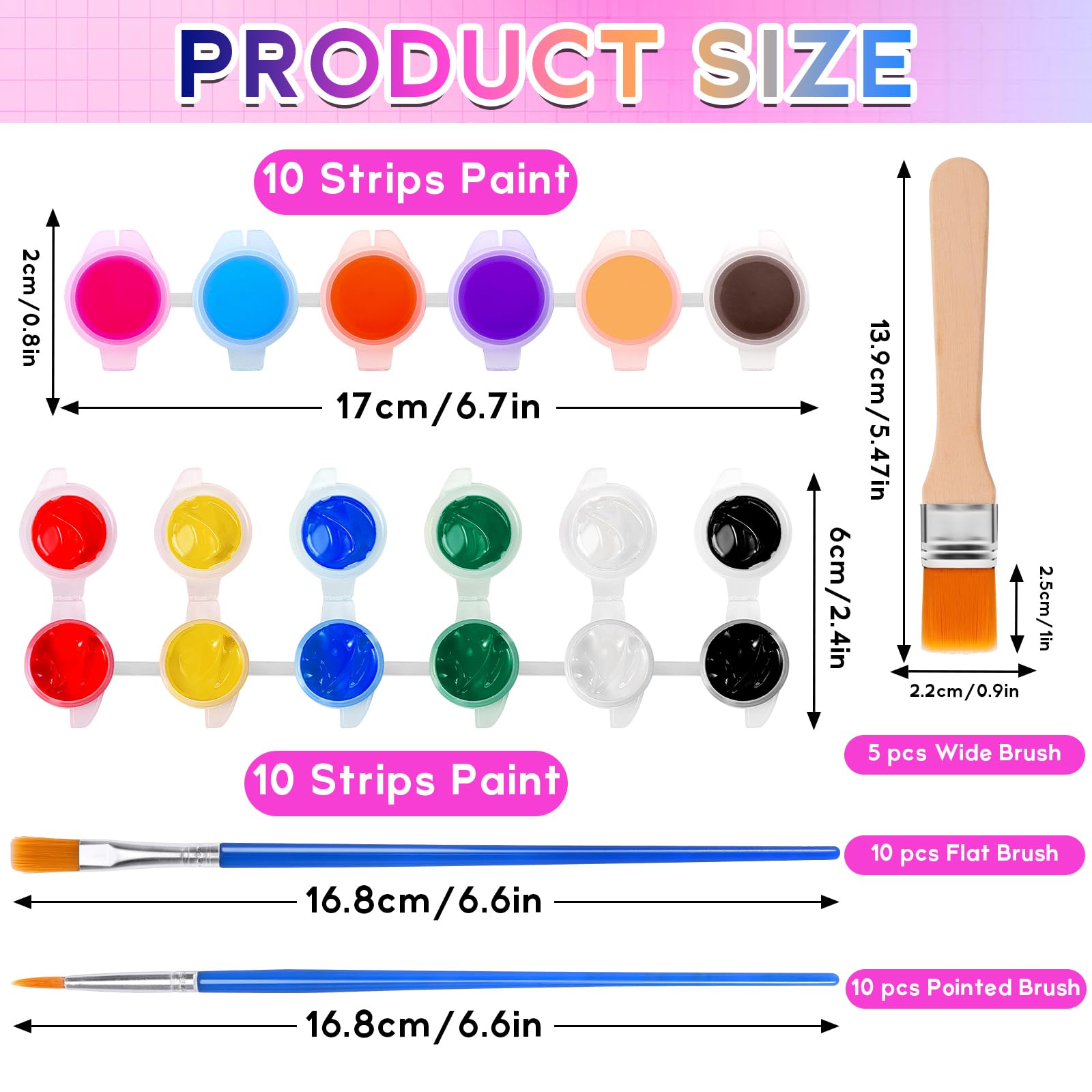 Dyrfolm 145 Pcs Mini Acrylic Paint Set 12 Colors Washable Bulk Pack