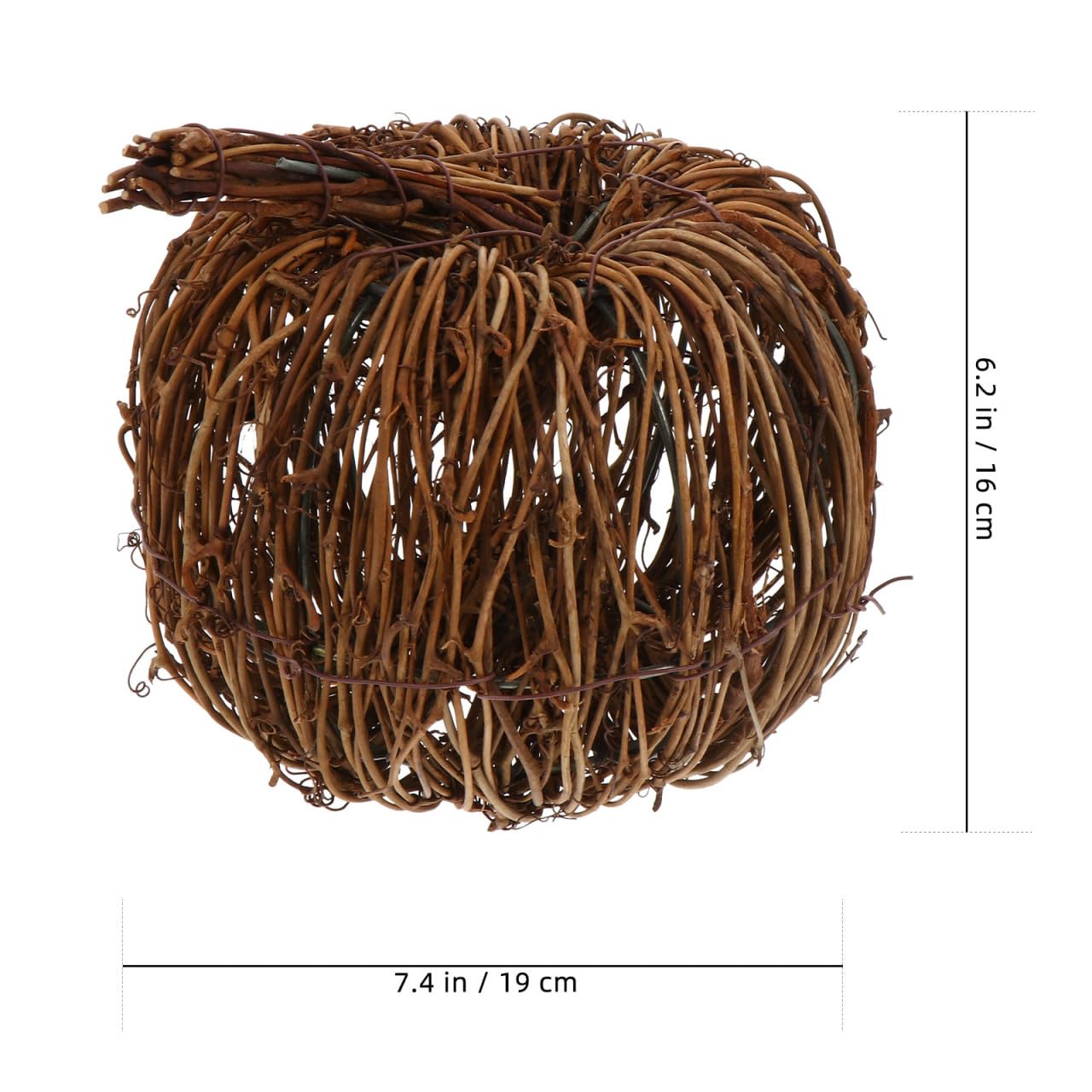 VOSAREA Wicker Rattan Pumpkin Ornament Rustic Brown 15CM Halloween Thanksgiving
