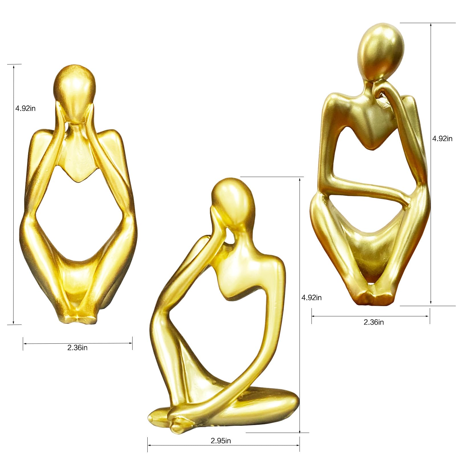 Lgmamob Thinker Gold Resin Decor Statue Small Sculpture Art Deco Figurine