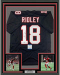 Framed Autographed/Signed Calvin Ridley 35x39 Atlanta Retro Black Football Jersey Beckett BAS COA