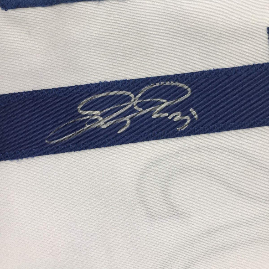 Framed Autographed/Signed Joc Pederson 35x39 Los Angeles LA White Baseball Jersey JSA COA