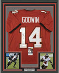 Framed Autographed/Signed Chris Godwin #14 35x39 Tampa Bay Red Football Jersey JSA COA