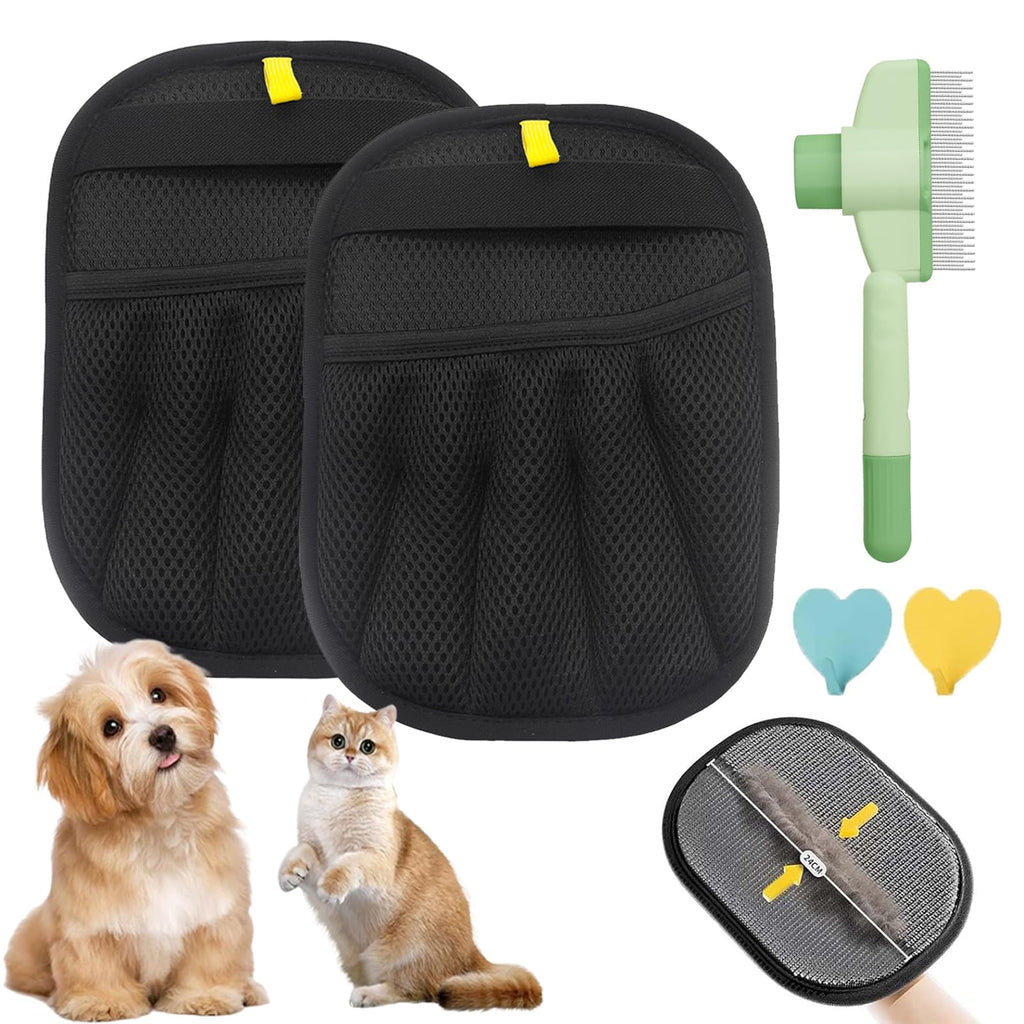 Kinhzrude Pet Hair Remover Gloves, Electrostatic, Reusable, 2 Pack