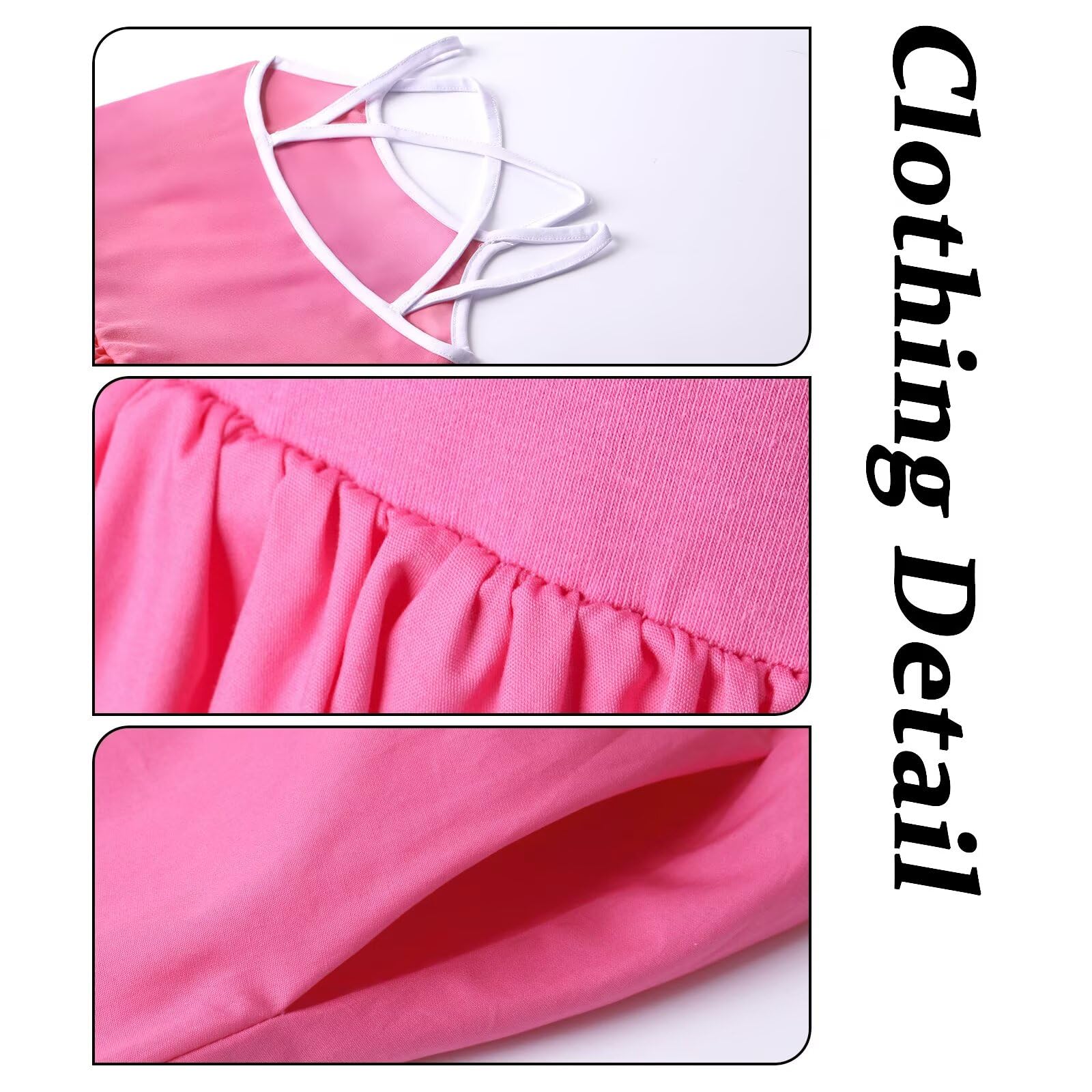 WELAKEN Summer Sundress Criss Cross Back Elastic Waist Pockets Hot Pink Size 8Y