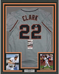 Framed Autographed/Signed Will Clark 35x39 San Francisco Grey Baseball Jersey JSA COA