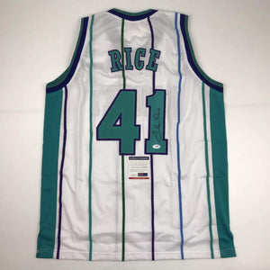 Autographed/Signed Glen Rice Charlotte White Basketball Jersey PSA/DNA COA