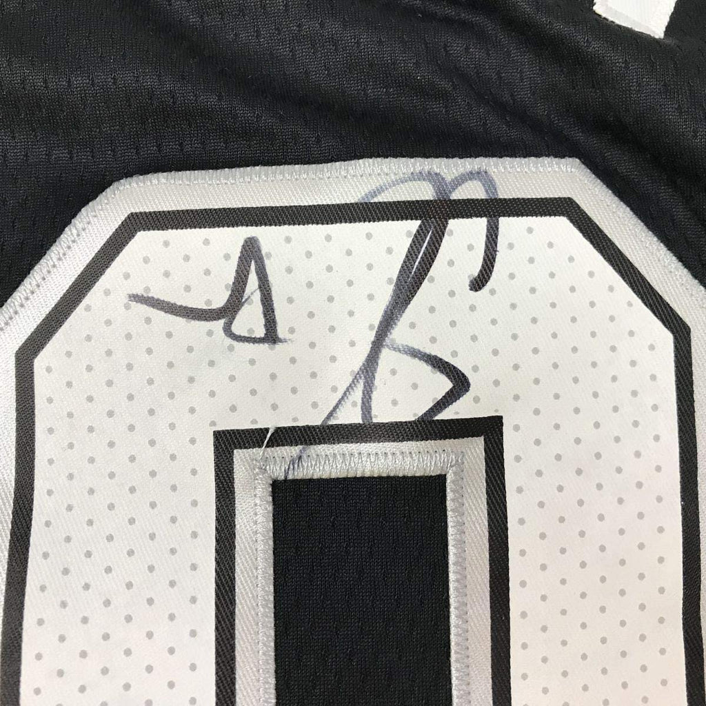 Framed Autographed/Signed DeMar DeRozan 35x39 San Antonio Black Basketball Jersey PSA/DNA COA