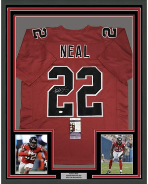 Framed Autographed/Signed Keanu Neal 35x39 Atlanta Color Rush Football Jersey JSA COA