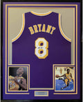 Framed Autographed/Signed Kobe Bryant 35x39 Los Angeles LA Purple Basketball Jersey PSA/DNA COA