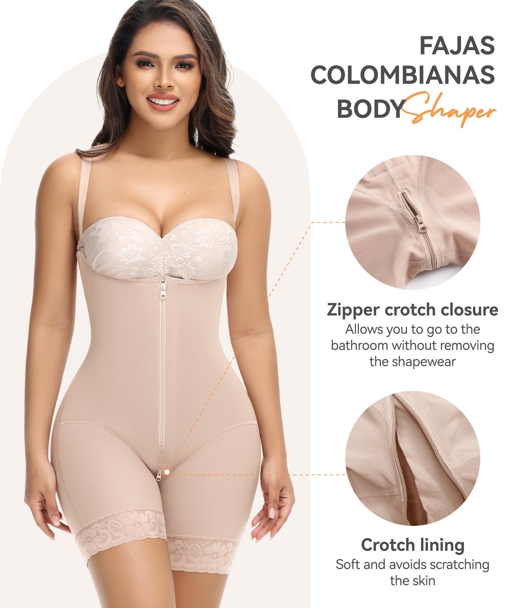 M MYODRESS Shapewear Tummy Control Fajas Body Shaper Stage 2 Tan Size L