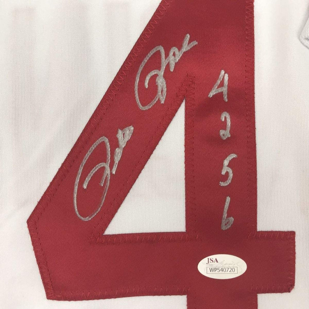 Framed Autographed/Signed Pete Rose 4256 35x39 Cincinnati White Baseball Jersey JSA COA
