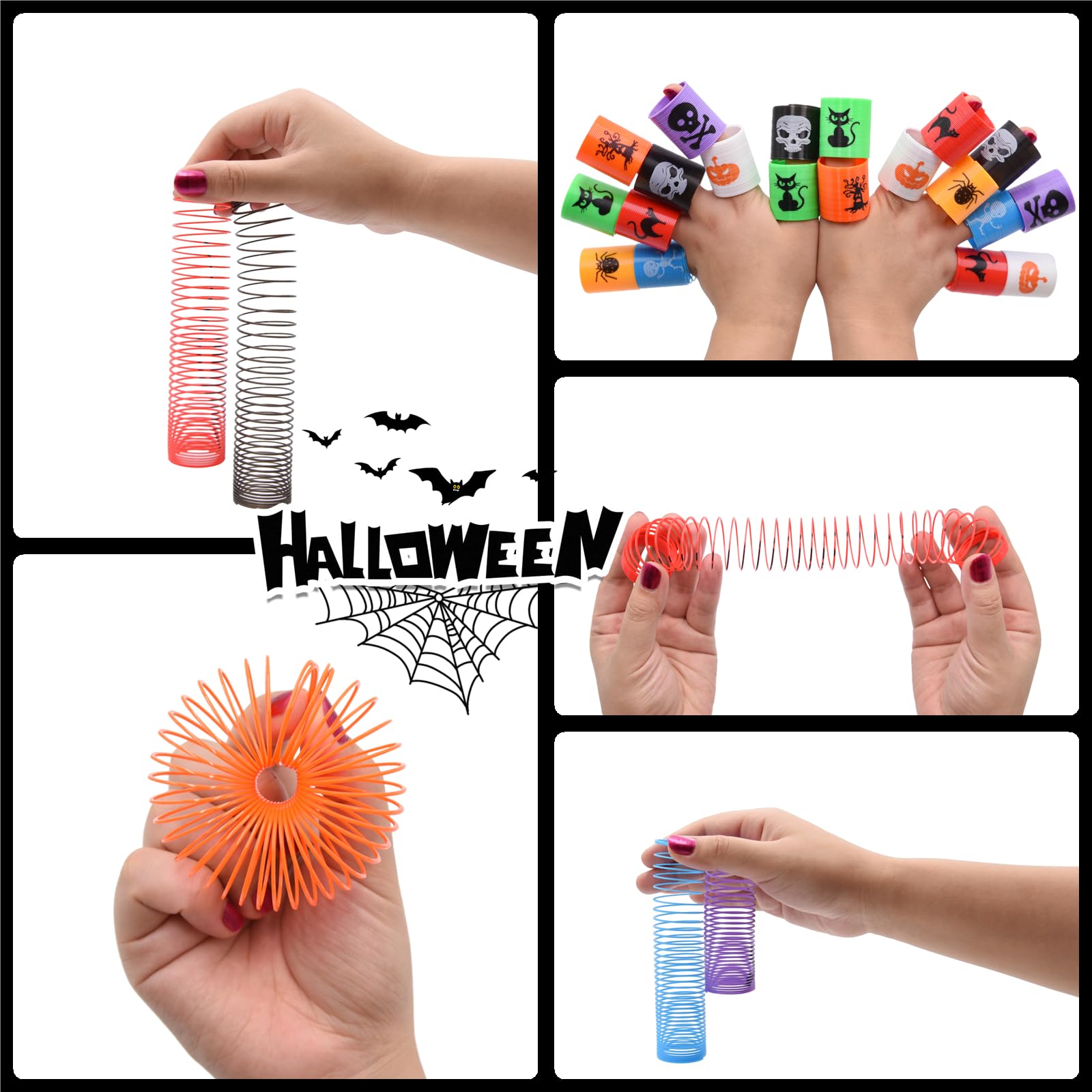Menzcci Halloween Mini Coil Springs Toys 24 Pcs Plastic Halloween Slinky A24