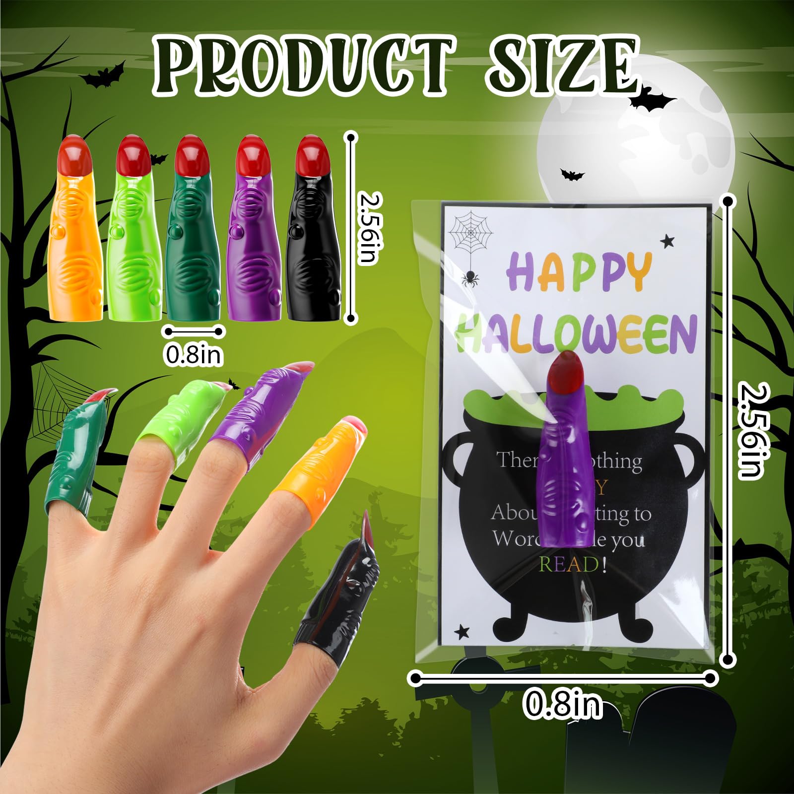Vertintong Halloween Witch Finger Pointers 60 Pcs Fluorescent Color