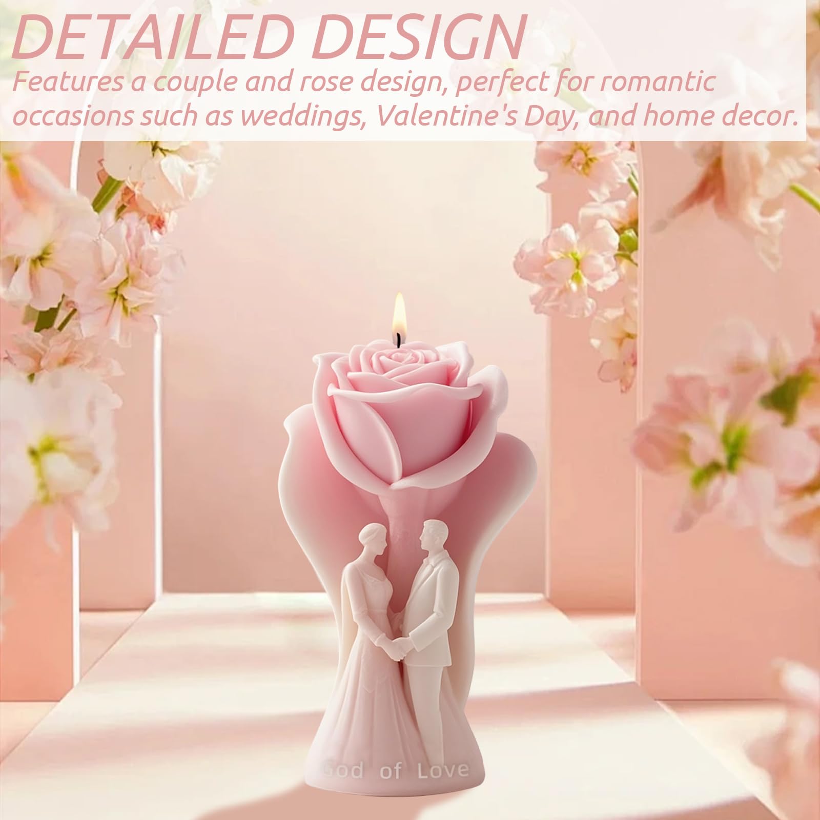 Couple Candle Silicone Mold Wax Melt Epoxy Resin Rose Soap DIY Craft