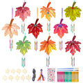 SRIZIAN 9 Pack Maple Leaf Wind Chimes Kit DIY Wood Crafts Kids Autumn Party