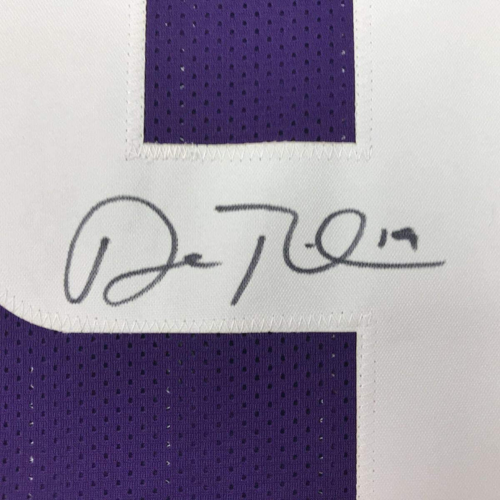 Framed Autographed/Signed Adam Thielen 35x39 Minnesota Purple Football Jersey Beckett BAS COA